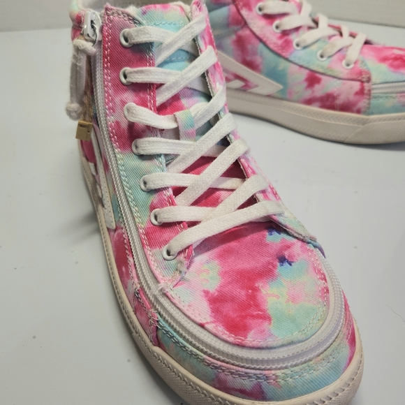Billy Goat Pink Watercolor High-Top Sneakers Kids 5 Womens 6.5 or 7 - Picture 2 of 11